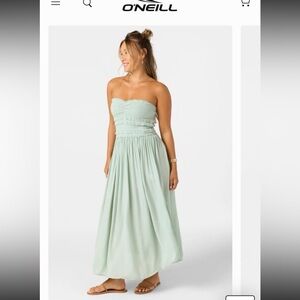 NWT O’neill Mint Green / Blue Strapless Midi Dress